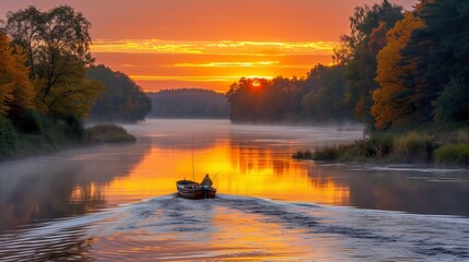 sunset over the river