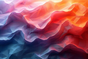 Obraz premium A dynamic low poly texture with a striking contrast between red and blue hues