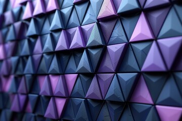 This image showcases a seamless geometric shape pattern with varying shades of purple and black for texture and depth