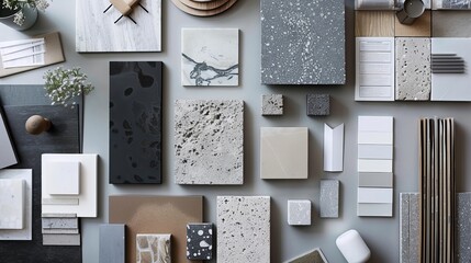 Mood boards designed for architect styling and material selection.