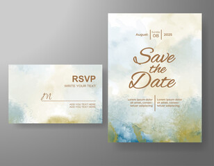 Wedding invitation with abstract watercolor background