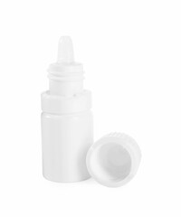 Bottle of medical drops isolated on white