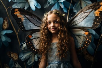 Fototapeta premium Enchanting fairy girl with butterfly wings