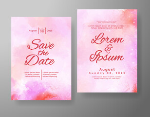 Wedding invitation with abstract watercolor background