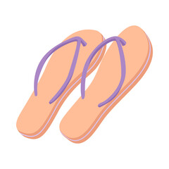 Pair of flip flops isolated om white - hand drawn vector illustration.