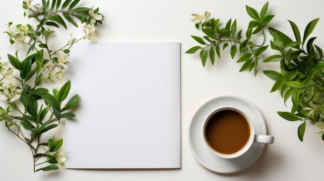 A Cup of Coffee and an Open Book on a Table