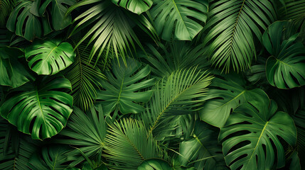A lush green jungle with many leaves and vines
