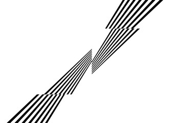 Striped vector pattern of straight broken black lines on a white background. Modern black and white vector background.