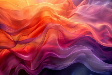 Fototapeta premium Elegant waves of silk captured in a warm, sunset-inspired color palette, igniting the senses