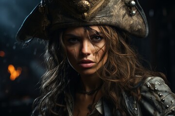 Fierce female pirate with intense gaze