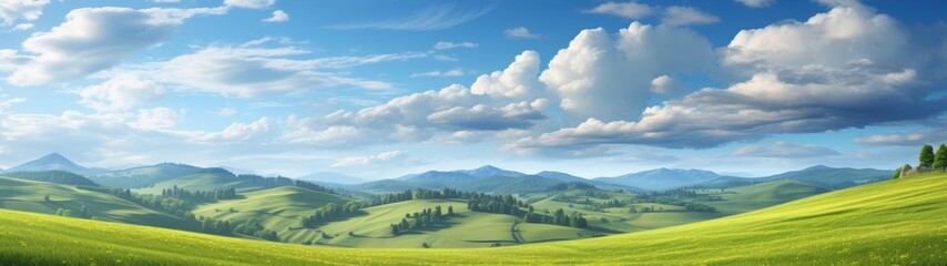 Obraz premium Scenic rolling hills and mountain landscape