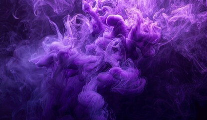 A stunning image of purple smoke rising whimsically against a dark backdrop, creating a sense of enigma and allure