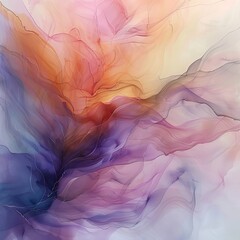 A dreamlike watercolor canvas with a blend of warm tones creating a delicate and flowing abstract art