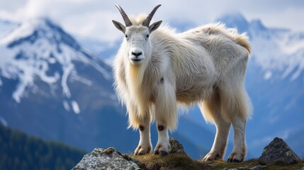 Obraz premium Majestic mountain goat standing on rocky outcrop