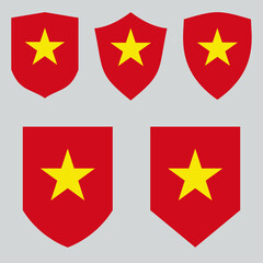 Set of Vietnam Flag in Shield Shape Frame