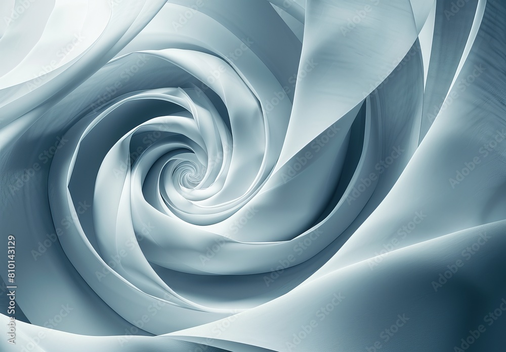 Wall mural A digitally created image of a cool blue satin texture swirled into a spiral, suggesting motion and elegance