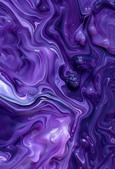 A vibrant purple and black swirling image with a glossy liquid marble effect, creating a luxurious and dynamic appearance