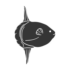 Moon Fish Icon Silhouette Illustration. Sea Animals Vector Graphic Pictogram Symbol Clip Art. Doodle Sketch Black Sign.