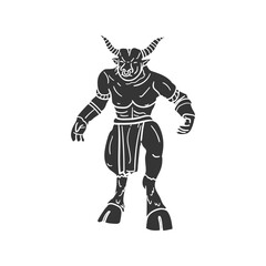 Minotaur Icon Silhouette Illustration. Greek Creatures Vector Graphic Pictogram Symbol Clip Art. Doodle Sketch Black Sign.