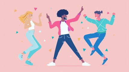 Obraz premium Joyful friends dancing at a party