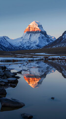 Mount Kailash spring sunrise in a lake