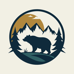 Negative space of bear and forest vector silhouette  © Chayon Sarker