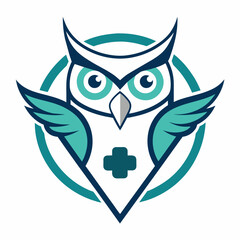 Owl logo medical line vector silhouette 