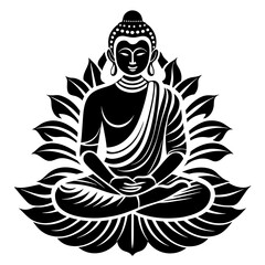Harmonious Buddha Vector Art silhouette 