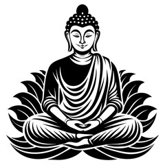 Harmonious Buddha Vector Art silhouette 