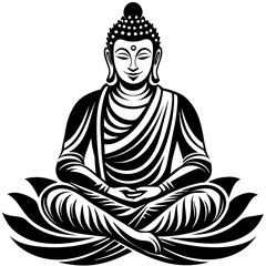 Harmonious Buddha Vector Art silhouette 