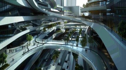 Elevated perspective of modern urban design