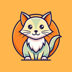 Line art of a cute cat simple and minimalist logo icon vector silhouette 
