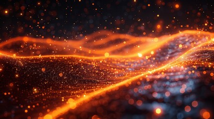 Obraz premium Vibrant particle waves in motion