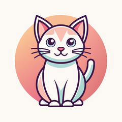 Line art of a cute cat simple and minimalist logo icon vector silhouette 