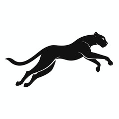 Cheetah in mid-air jump showcasing its pose in a solid black color silhouette