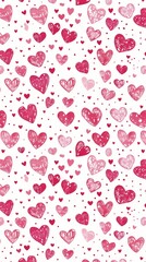 Pink and Red Heart Pattern on White Background