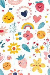 Whimsical children's pattern with cute elements