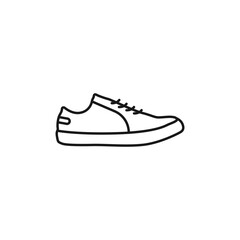 Sneakers vector icon. Shoes stylish logo black line. Sports converse vector. Running outline symbol. Sneaker icon on a white background vector. Vector illustration.