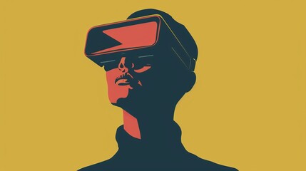 Virtual reality enthusiast - retro style illustration