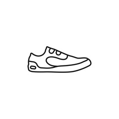 Sneakers vector icon. Shoes stylish logo black line. Sports converse vector. Running outline symbol. Sneaker icon on a white background vector. Vector illustration.