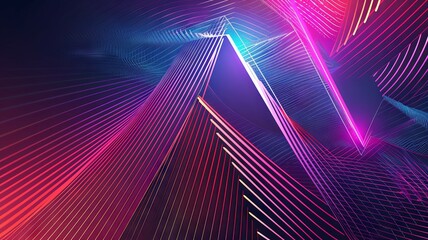Abstract geometric lines with neon lights - A dynamic abstract background with neon lights and geometric lines creating a futuristic and vibrant look