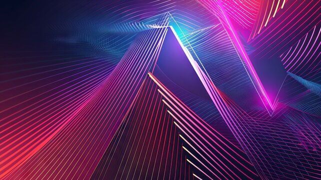 Abstract geometric lines with neon lights - A dynamic abstract background with neon lights and geometric lines creating a futuristic and vibrant look