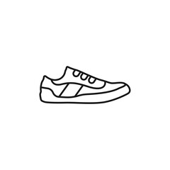 Sneakers vector icon. Shoes stylish logo black line. Sports converse vector. Running outline symbol. Sneaker icon on a white background vector. Vector illustration.