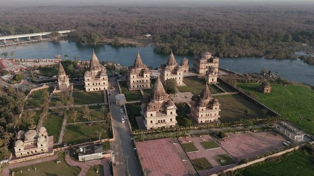 An Aerial Shot of The Royal Chhatris at Orchha, Madhya Pradesh, India