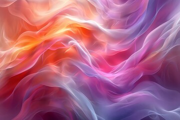 Fototapeta premium The image presents a softly blended abstract wave pattern with smooth pastel tones, invoking a sense of calm and digital art elegance