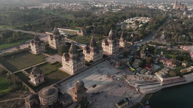 An Aerial Shot of The Royal Chhatris at Orchha, Madhya Pradesh, India