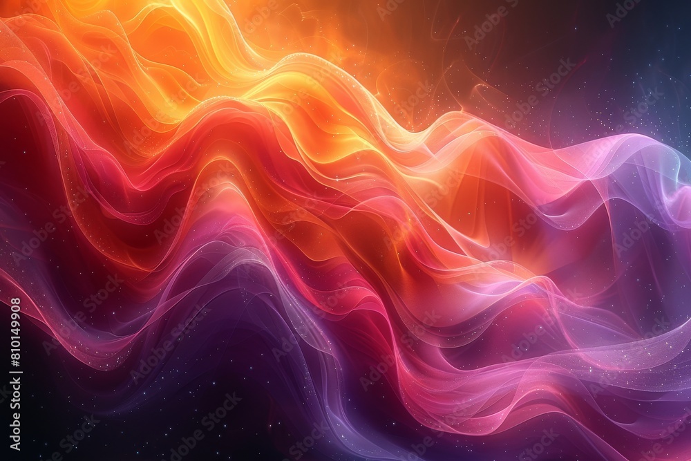 Canvas Prints a digital abstract with fiery waves and shining particles conveying warmth and movement