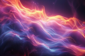 Fototapeta premium A powerful abstract representation with bold neon colors that resemble flames against a dark cosmic background