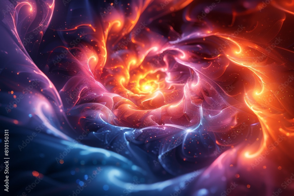 Wall mural mesmerizing digital art piece capturing the essence of cosmic activity with swirling patterns and in