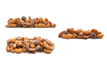 A group of almonds, pistachios, walnuts, macadamia, cashews.